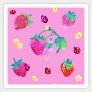 Strawberries and ladybugs Sticker